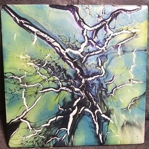 4.25" handpainted ceramic tile